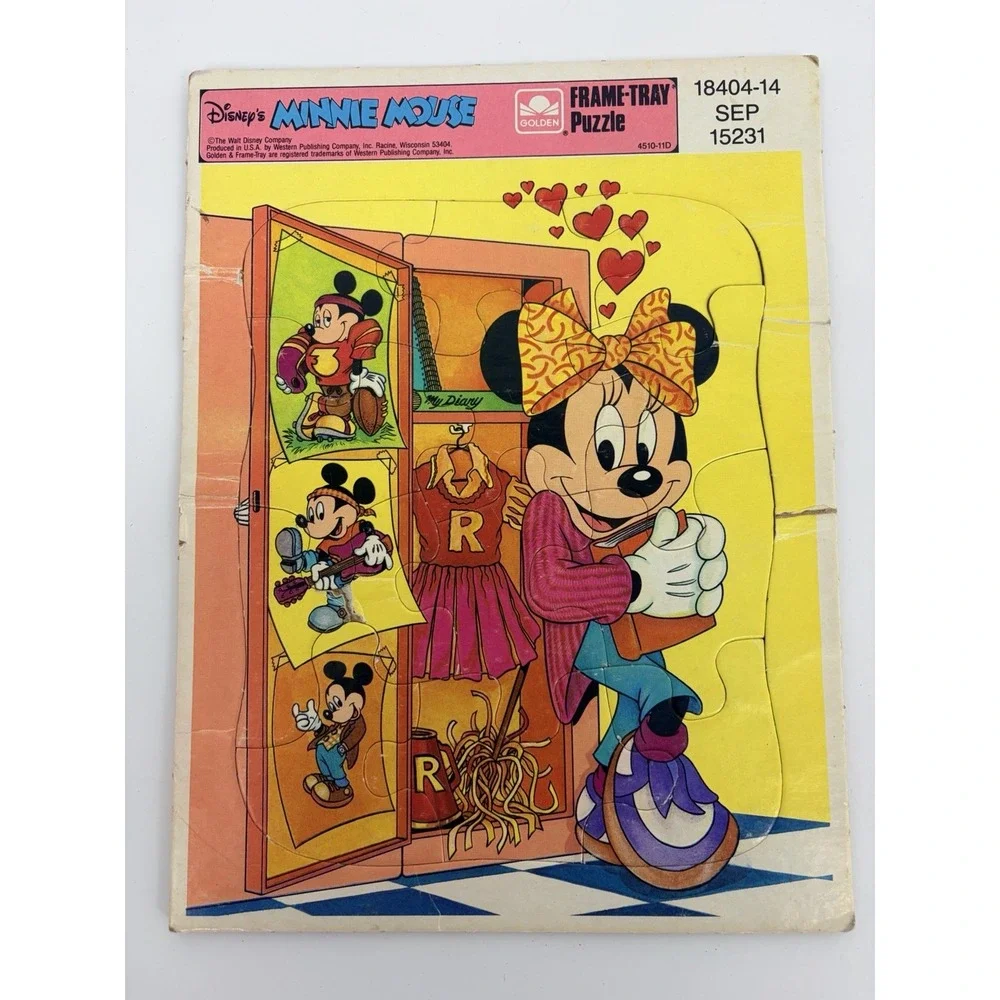 Vintage Disney Frame Tray Puzzles Minnie Mouse Cinderella Donald Duck Lot of 3
